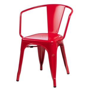 Jedálenská stolička Paris Arms inšpirovaná Tolix červená