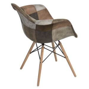 Jedálenská stolička P018W Patchwork inšpirovaná DAW hnedo-béžová