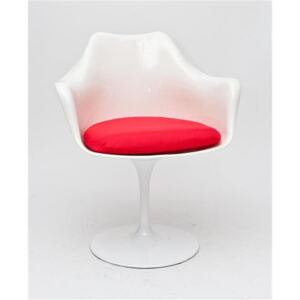 Jedálenská stolička TulAr inšpirovaná Tulip Armchair bielo-červená