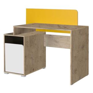 Písací stôl Runo RU08, Farby: dub lefkas / biely + žltá