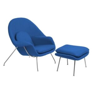 Kreslo Snug inšpirované Womb chair s podnožkou modrá