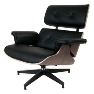 Kreslo Vip inšpirované Lounge Chair čierna koža čierna/orech
