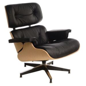 Kreslo Vip inšpirované Lounge Chair čierna koža čierna/prírodná