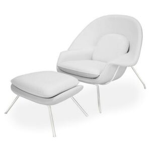 Kreslo Snug inšpirované Womb chair s podnožkou biela