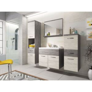 Kúpeľnový nábytok Lumia, Farby: ribbeck sivý + artwood svetlý + ribbeck sivý, Sifón: so sifónom, Umývadlová batéria: nie Mirjan24 5902928738483