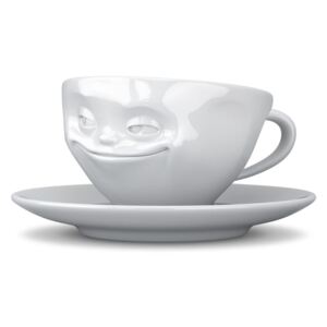 Biely usmievavý porcelánový hrnček na kávu 58products, objem 200 ml