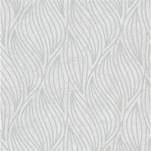 Vliesové tapety IMPOL Carat 2 10063-31, rozmer 10,05 m x 0,53 m, listy strieborné na bielom podklade, ERISMANN