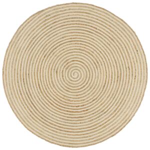 Ručne vyrobený jutový koberec, špirálova potlač, biely 90 cm