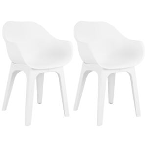 Záhradné stoličky s opierkami 2 ks biele plastové