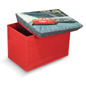 Červená úložná taburetka na hračky Domopak Cars, dĺžka 49 cm