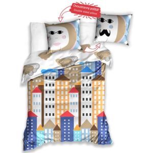 Detské bavlnené posteľné obliečky Mesto