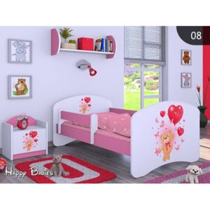 Detská posteľ bez šuplíku 160x80cm MACKO S BALONKY - ružová