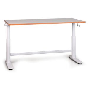 Rastúci písací stôl pre deti 1200 x 600 mm, ručný, 490 - 700 mm, biely