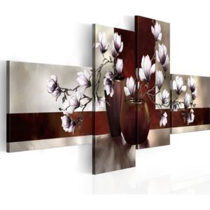 Obraz na plátne Bimago - Magnolias in a vase 100x45 cm