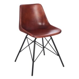 Kožená stolička CROSS s kovovou konštrukciou - 51*51*79cm