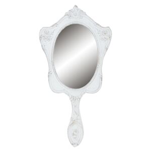 Bielé príručné zrkadlo s patinou - 13*3*25 cm
