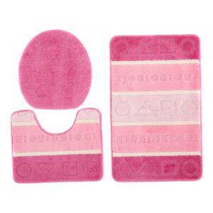 Sada kúpeľňových koberčekov MULTI C5015 ružový FIGURY - 50x80 cm