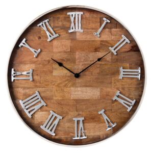 Drevené hodiny s rímskymi číslicami - Ø 60 * 5 cm / 1 * AA