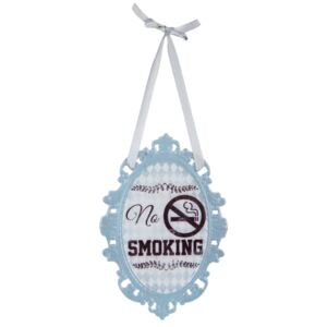 Kovová modrá závesná ceduľka No smoking - 14 * 20 cm