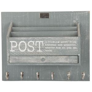 Šedý box na poštu na zeď s nápisom Post - 38*30*11 cm