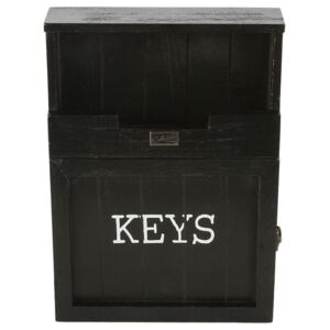 Čierná skrinka na kľúče s patinou - 25*7*34 cm