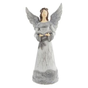 Šedý anjel s knižkou - 15*11*29 cm