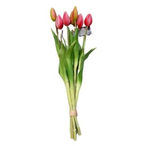 Kytička tulipánov 7ks tmavo ružovej zavité - 43cm