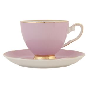 Růžový porcelánový šálek s tanierikom - 0.2 L