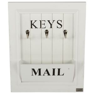 Biely box na poštu a kľúče na stenu - 33 * 6,5 * 41 cm