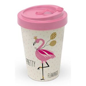 Cestovní bambusový termohrnček Pretty Flamingo - 400ml