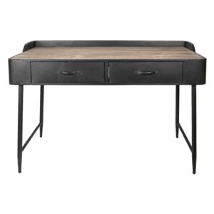 Čierny kovový pracovný stôl s drevenou deskou- 134 * 65 * 80 cm