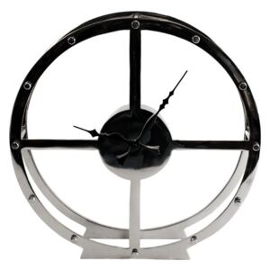 Stolové kovové strieborné hodiny - 35cm