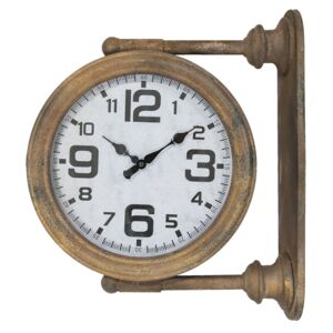 Kovové nástenné hodiny hnedé - 43*12*37 cm