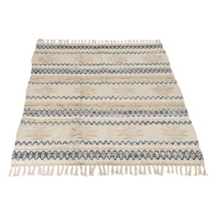 Krémovo-modrý koberec Denim so strapcami - 120 * 180cm