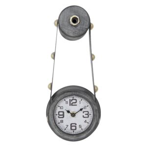 Kovové nástenné hodiny na kladke sivé - 15*8*34 cm/1xAA