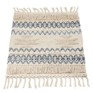 Krémovo-modrý koberec Denim so strapcami - 60 * 90 cm