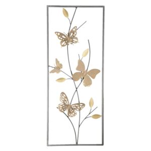 Nástenná kovová dekorácia Butterflies - 25*3*61 cm