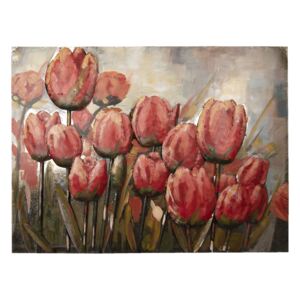 Nástenná kovová dekorácia / obraz Tulipány - 100 * 5 * 75cm