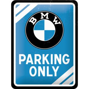 Nostalgic Art Plechová ceduľa: BMW Parking Only (modrá) - 15x20 cm