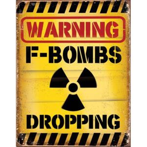 Plechová ceduľa: Warning F-Bombs - 40x30 cm