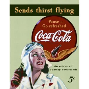 Plechová ceduľa: Coca-Cola (send thirst flying) - 40x30 cm