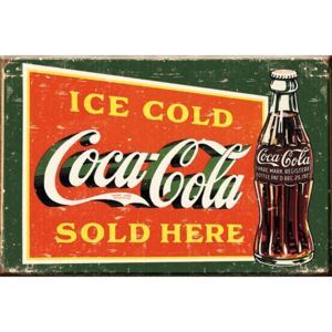 Plechová ceduľa: Coca-Cola (Ice cold, Sold Here, vintage) - 30x40 cm