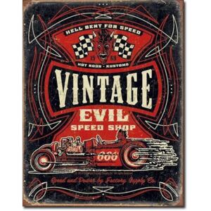 Plechová ceduľa: Vintage Evil Speed ??Shop - 40x30 cm