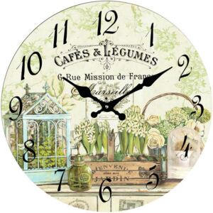 Postershop Nástenné sklenené hodiny: Cafés & Légumes (Marseille) - 30 cm