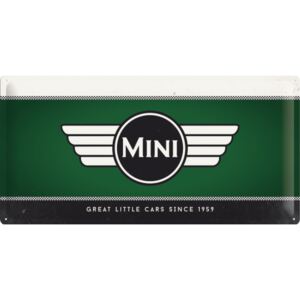 Nostalgic Art Plechová ceduľa: Mini Cooper (Zelené Logo) - 25x50 cm