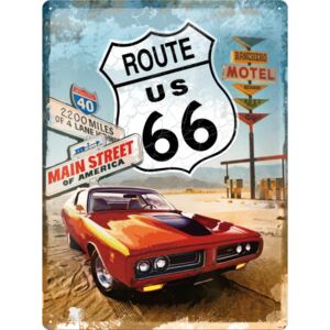 Nostalgic Art Plechová ceduľa: Route 66 (Červené Auto) - 30x40 cm