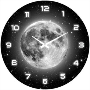 Postershop Nástenné sklenené hodiny: Spln mesiaca - 34 cm