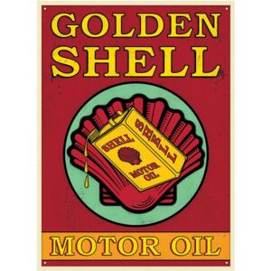 Plechová ceduľa - Golden Shell (Motor Oil)