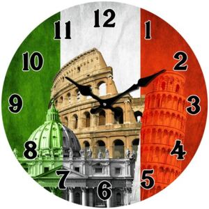 Postershop Nástenné sklenené hodiny: Taliansko - 34 cm