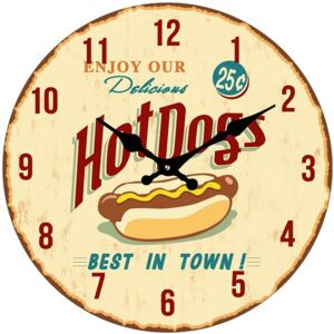 Postershop Nástenné sklenené hodiny: Hot Dogs - 34 cm